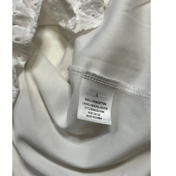 Francesca's Mi Ami, white floral eyelet skirt with ruffle, Large - Picture 5 of 7